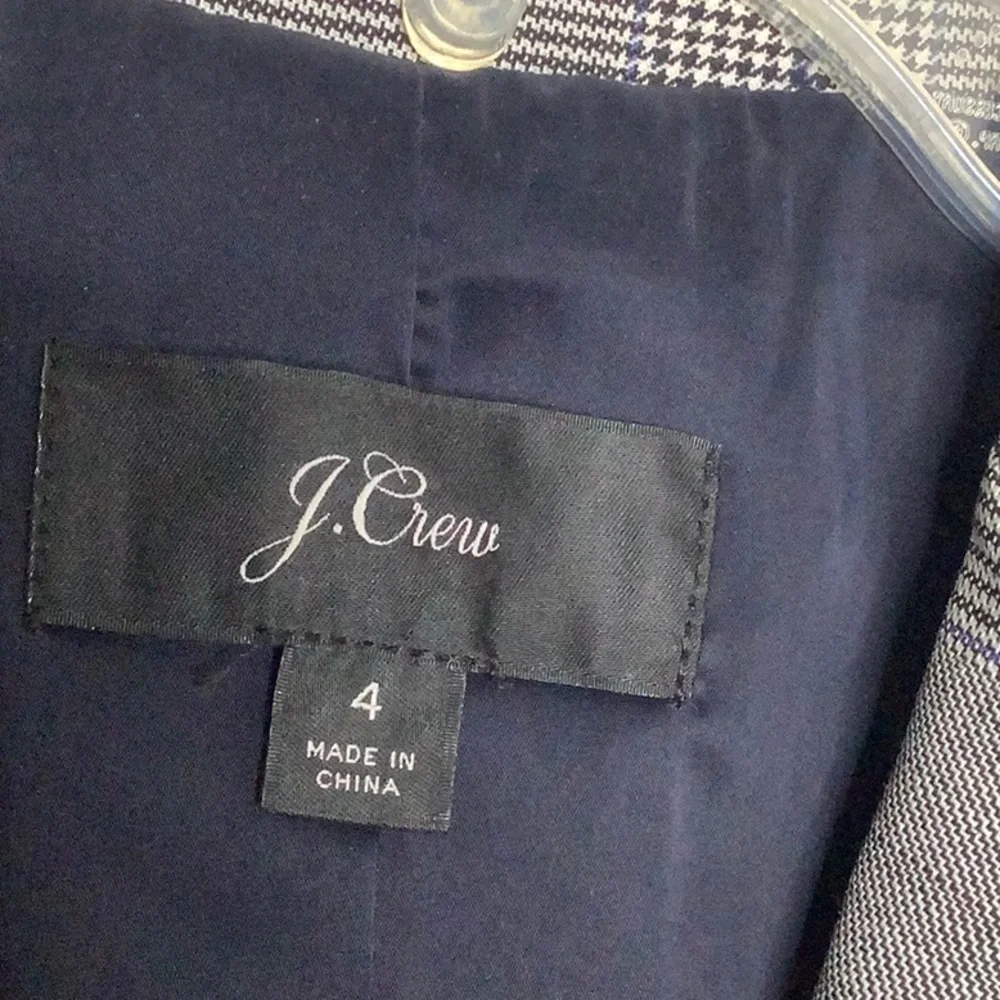 J. Crew Glen Plaid Double Breasted Wool Ruffle Pocket Blazer Jacket  Size 4
